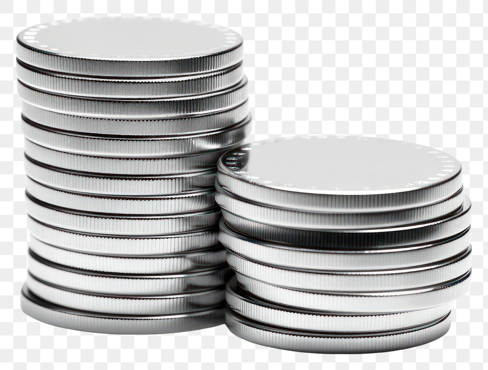 PNG  Silver coin white background silverware. AI generated Image by rawpixel.