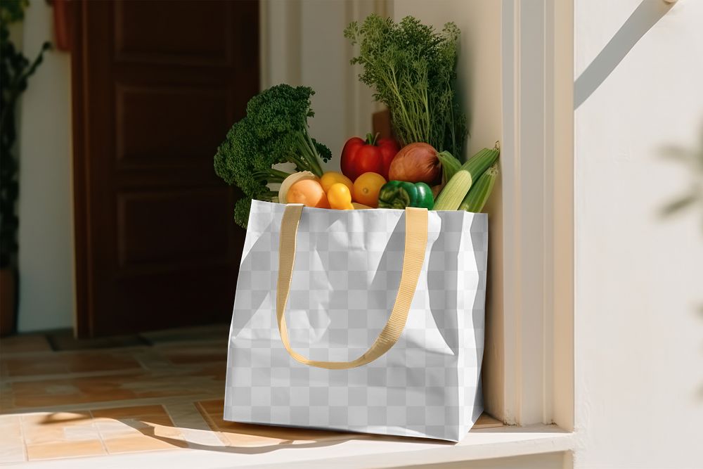 Grocery shopping bag png transparent mockup