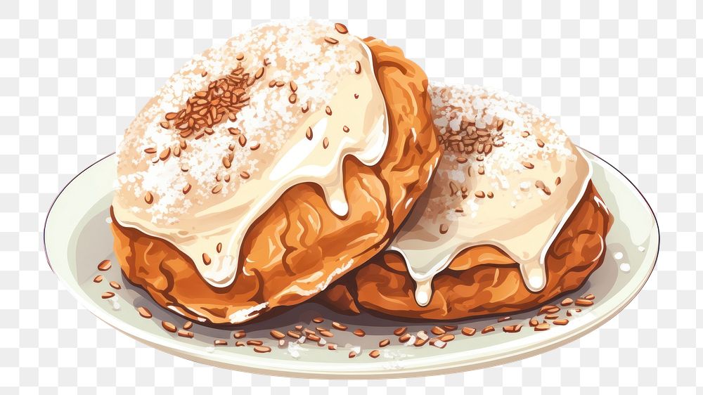 PNG  Hanukkah sufganiyot dessert cream food. AI generated Image by rawpixel.