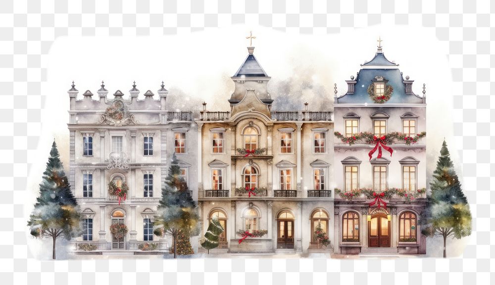 PNG Christmas townhouse architecture building city. AI generated Image by rawpixel.