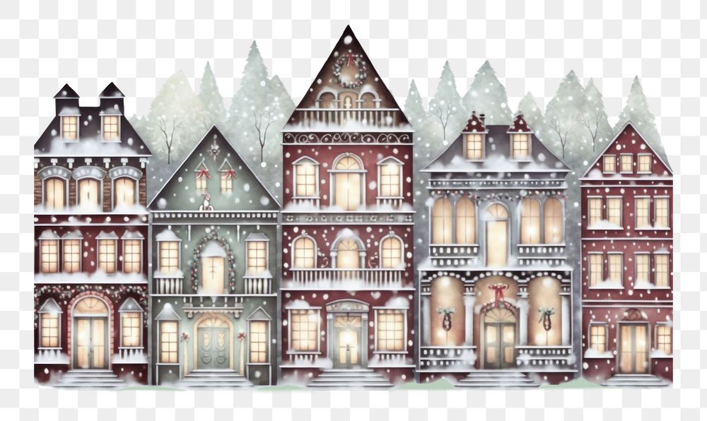 PNG Christmas nordic townhouse city architecture building. AI generated Image by rawpixel.