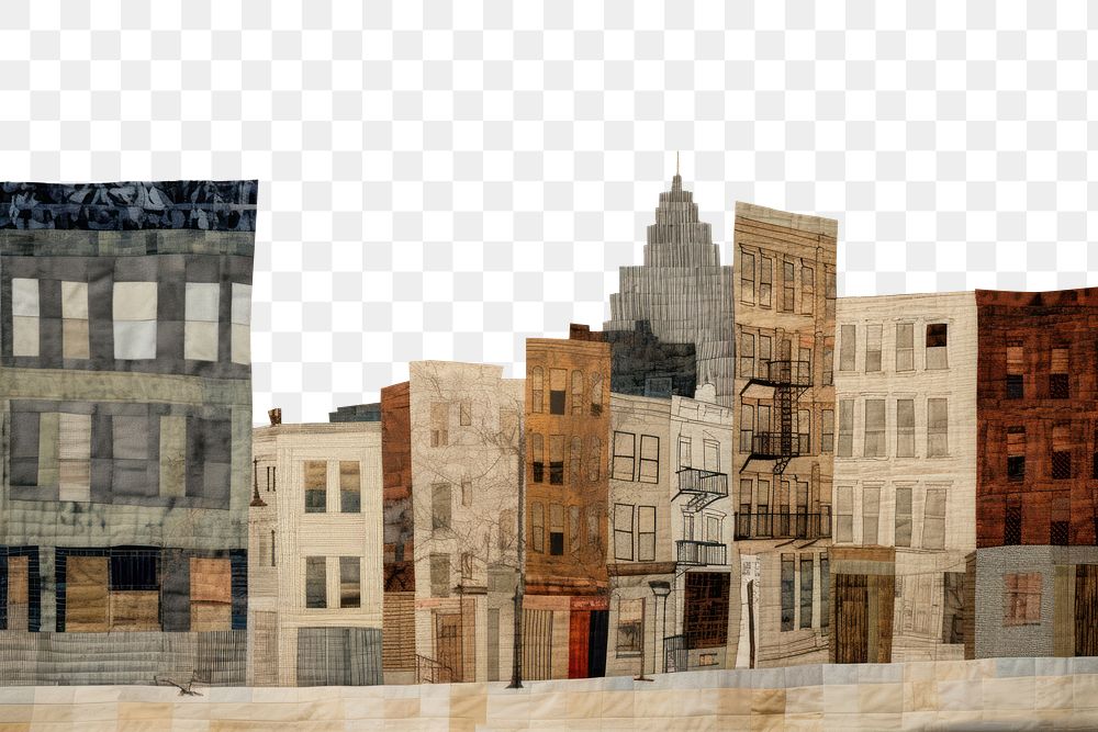 PNG Buildings street quilt city. AI generated Image by rawpixel.