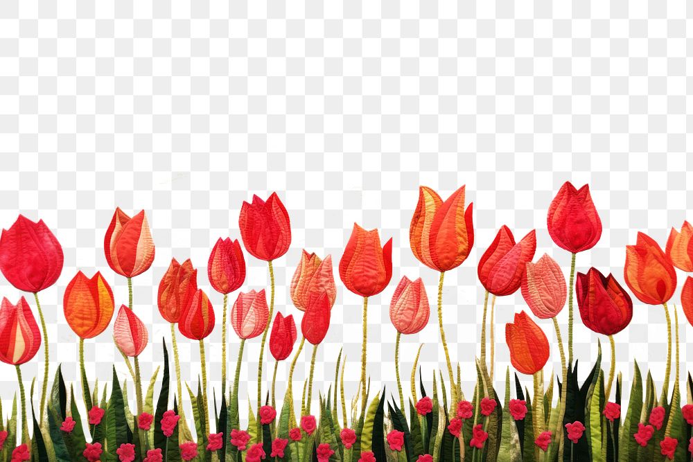 PNG Minimal tulip border painting flower plant. AI generated Image by rawpixel.