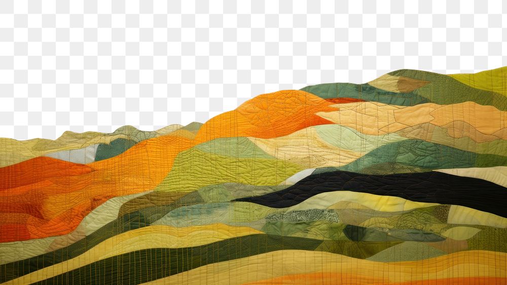 PNG Landscape painting quilt art. AI generated Image by rawpixel.