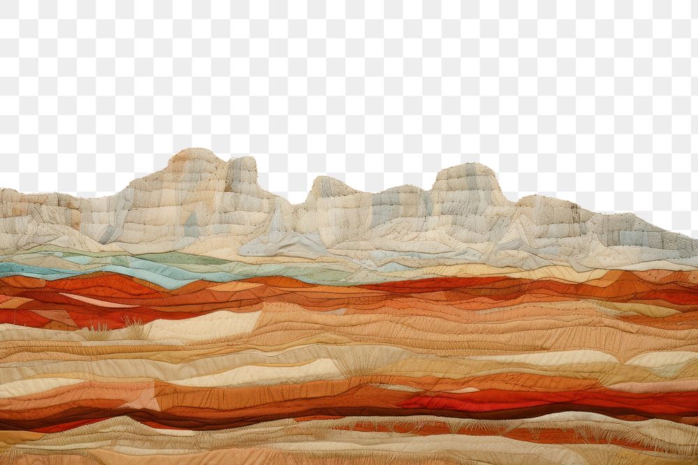 PNG Simple desert landscape quilt art. AI generated Image by rawpixel.