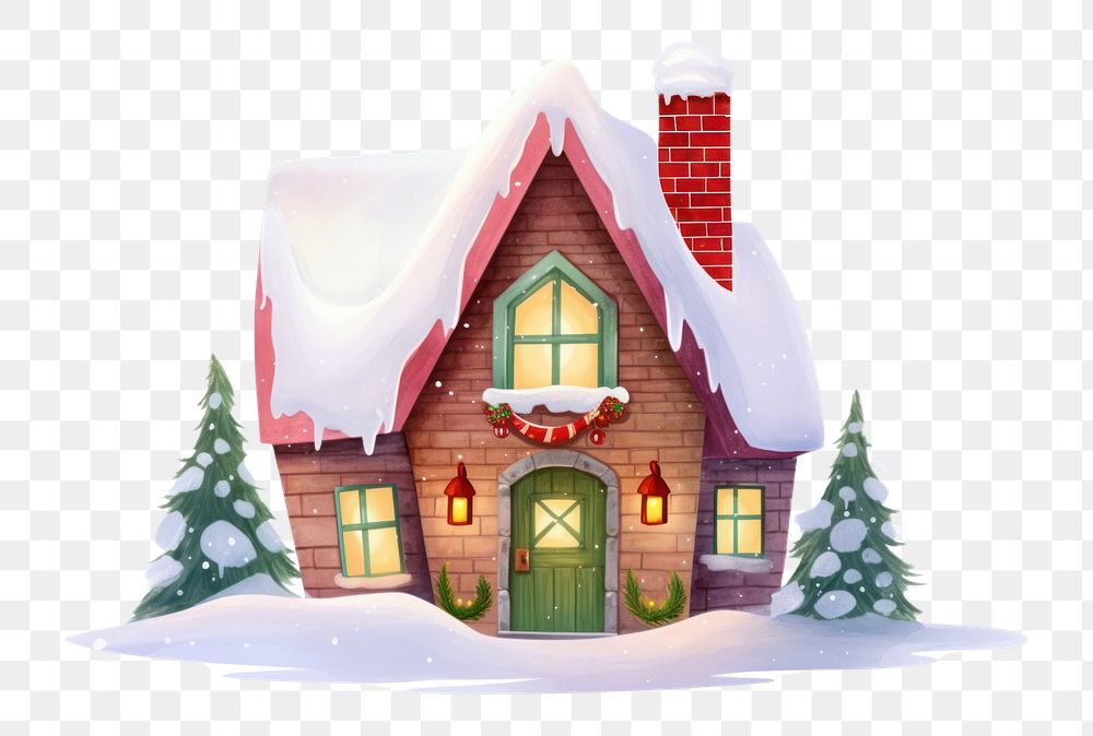 PNG Christmas house decoration architecture building white background. AI generated Image by rawpixel.