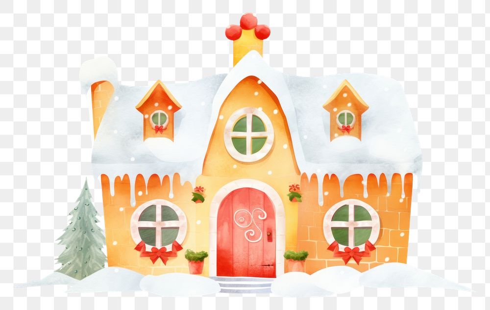 PNG Christmas house decoration architecture gingerbread building. AI generated Image by rawpixel.