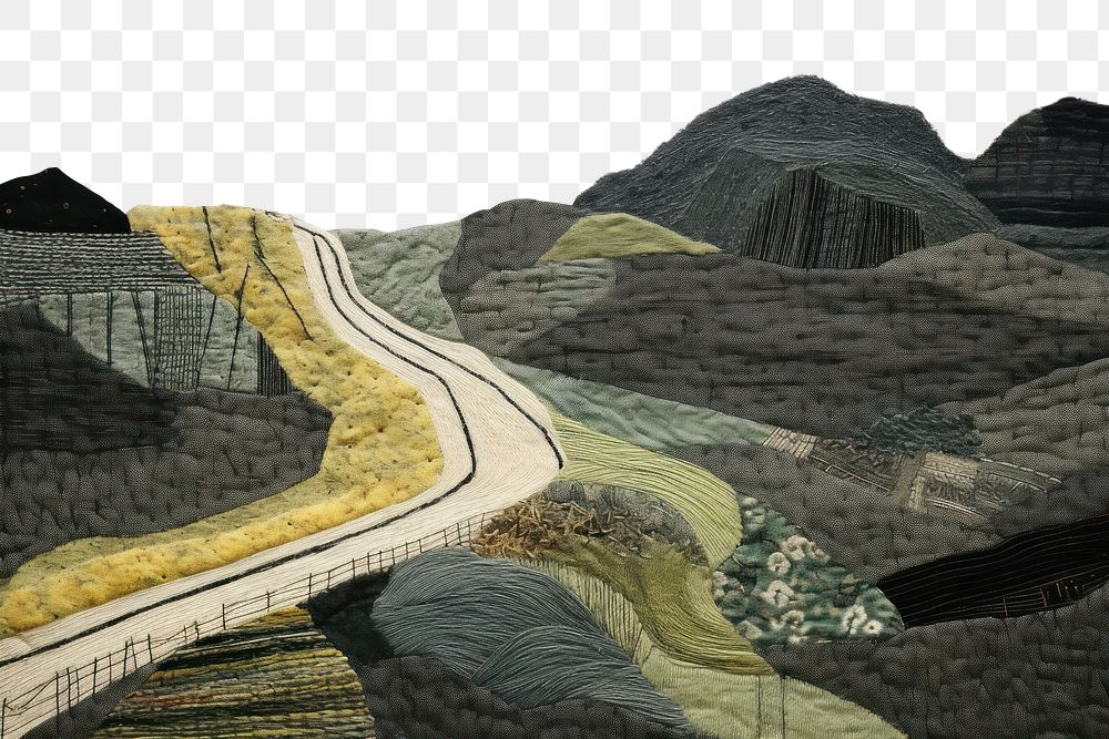 PNG Simple highway road landscape quilt tranquility. AI generated Image by rawpixel.