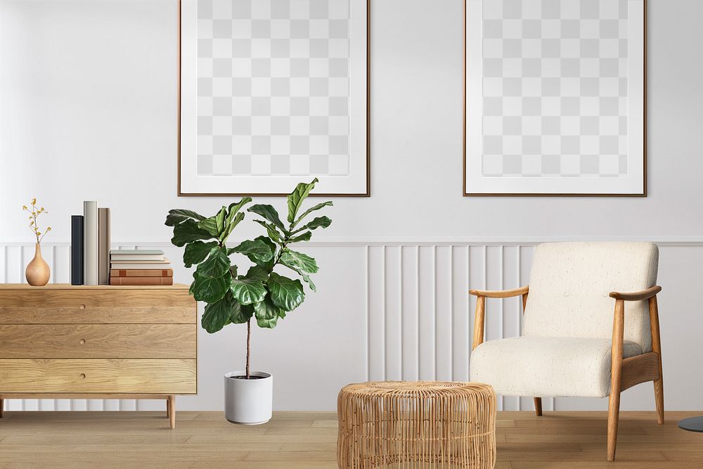 PNG Scandinavian living room, transparent mockup