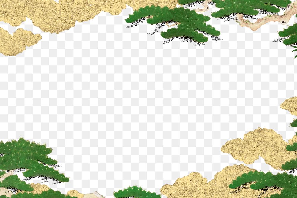 PNG Japanese pine tree border, transparent background