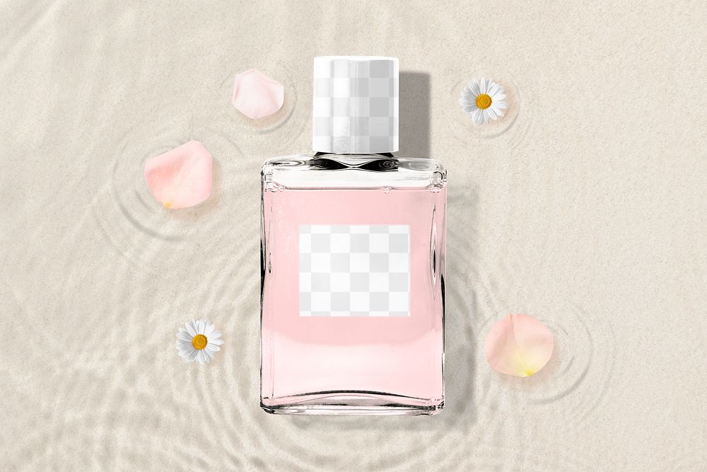 Label png perfume bottle mockup, transparent design