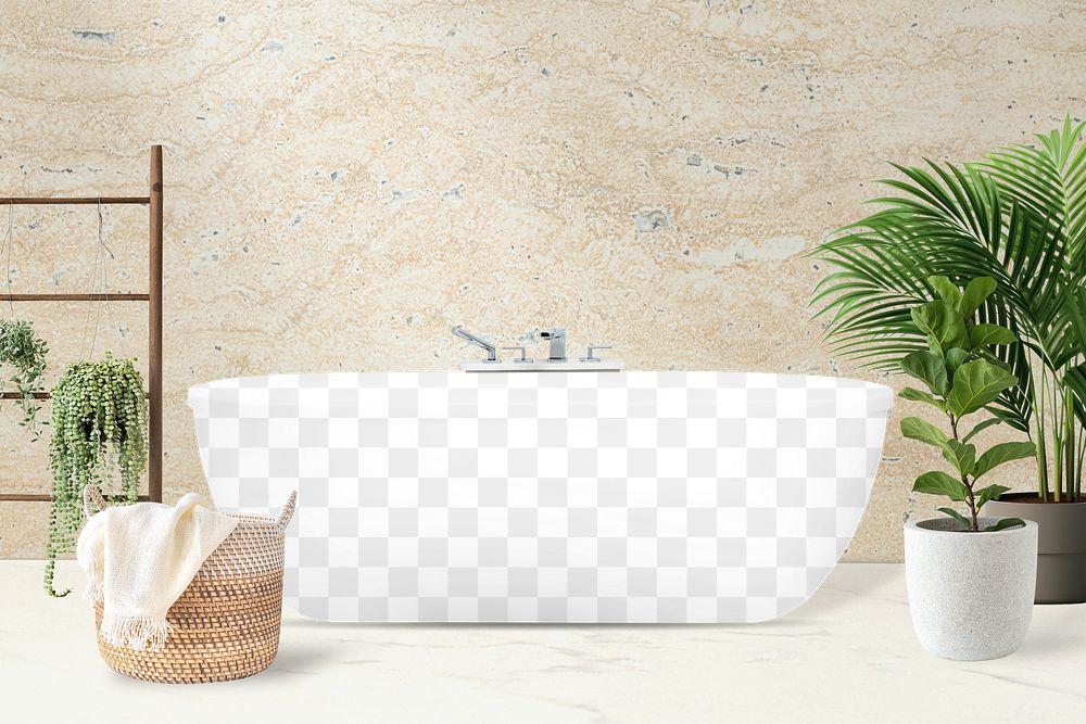 Luxury bathroom png, transparent mockup