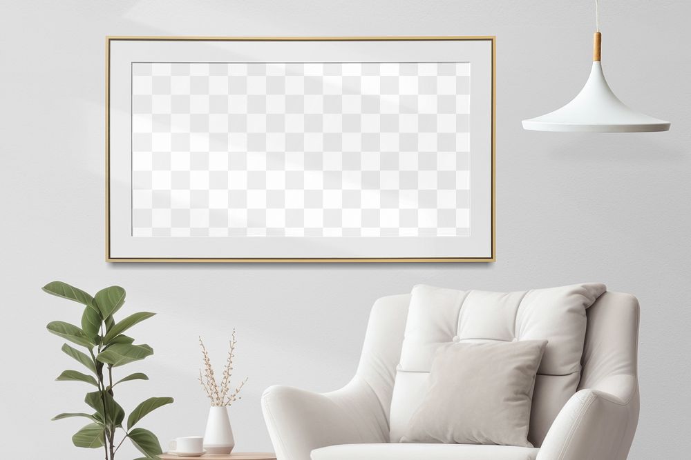 Minimal modern png, picture frame, transparent mockup