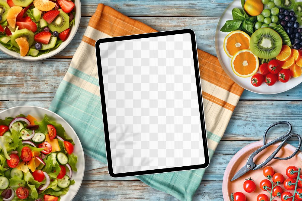 Food tablet png, transparent mockup