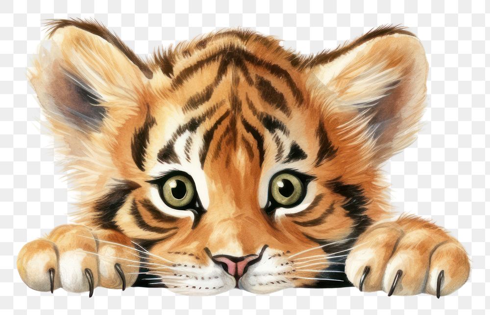 PNG Peeking Tiger showing emotion agitated tiger animal mammal. AI generated Image by rawpixel.