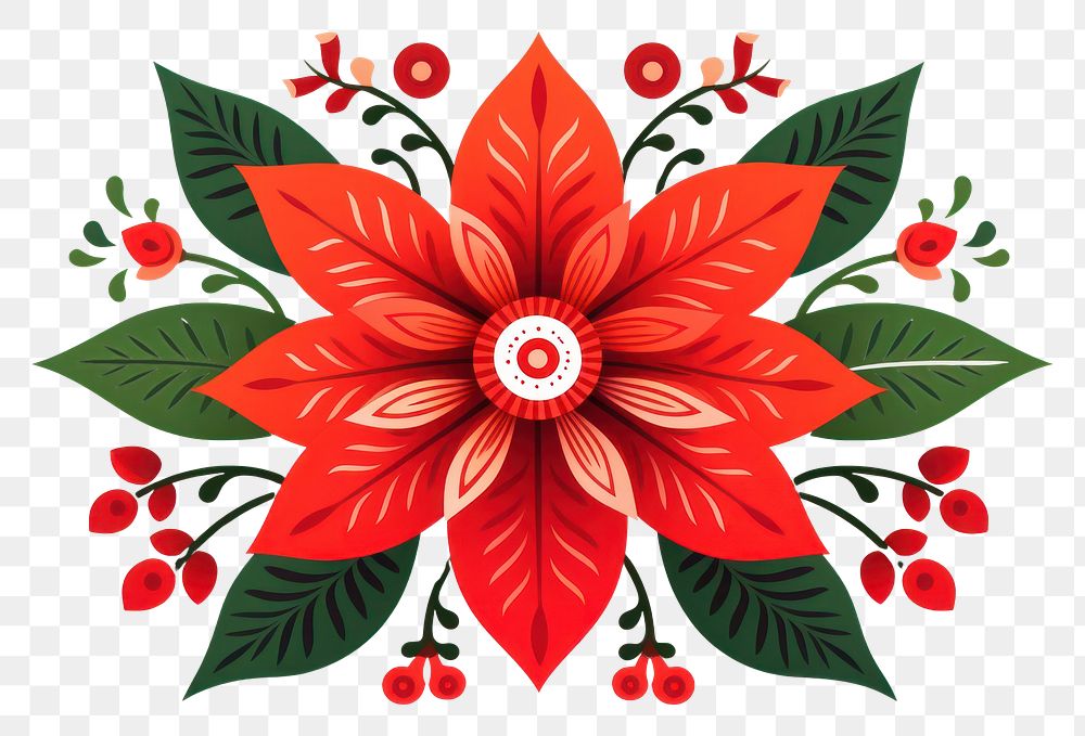 PNG Poinsettia graphics pattern flower. AI generated Image by rawpixel.