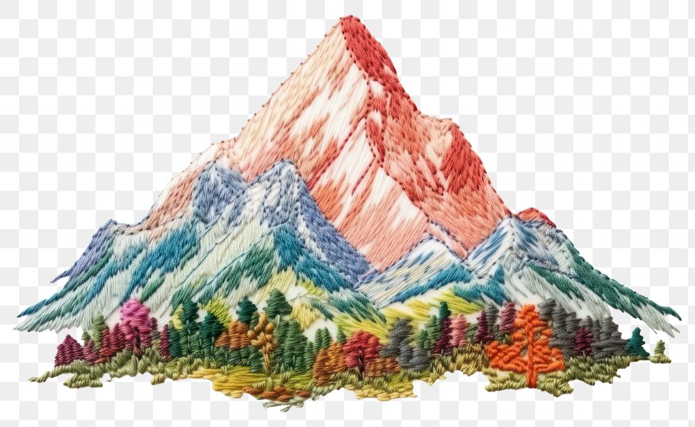 PNG Mountain embroidery pattern nature. AI generated Image by rawpixel.