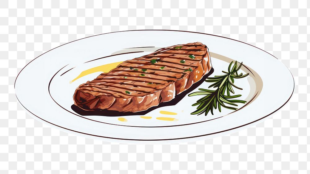 PNG  Florentine steak plate meat food. AI generated Image by rawpixel.