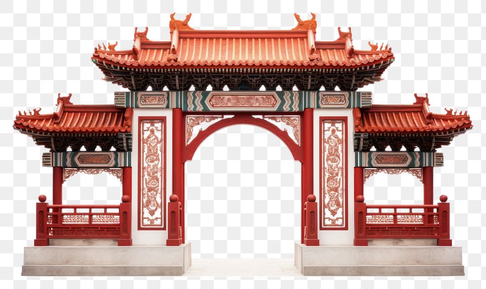 PNG Red Chinese gate architecture building white background