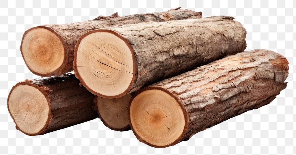 PNG  Pine firewoods timber tree logs lumber plant white background. AI generated Image by rawpixel.