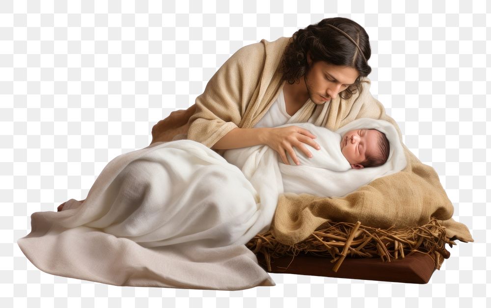 PNG A nativity jesus sleeping photo baby. AI generated Image by rawpixel.