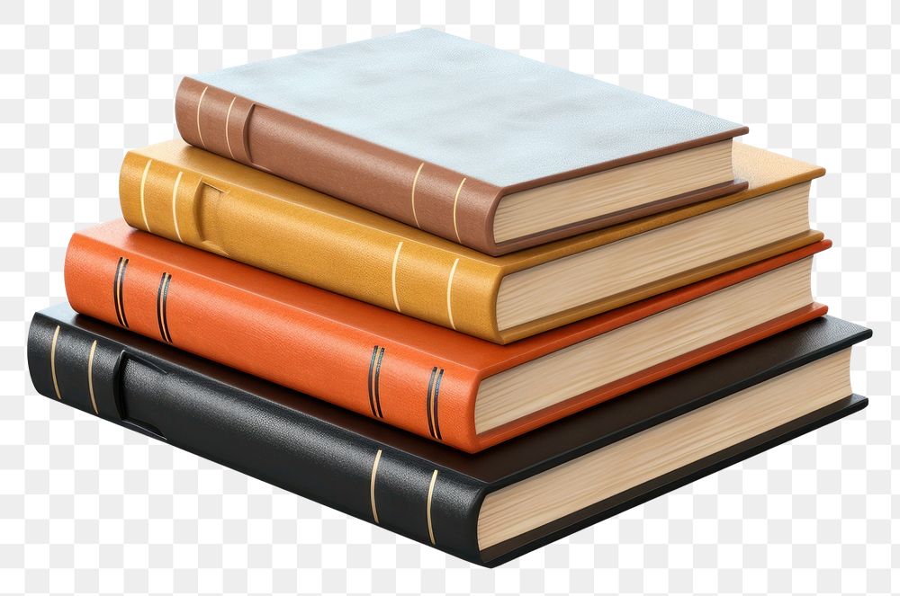 PNG  Stack of books publication library white background. AI generated Image by rawpixel.