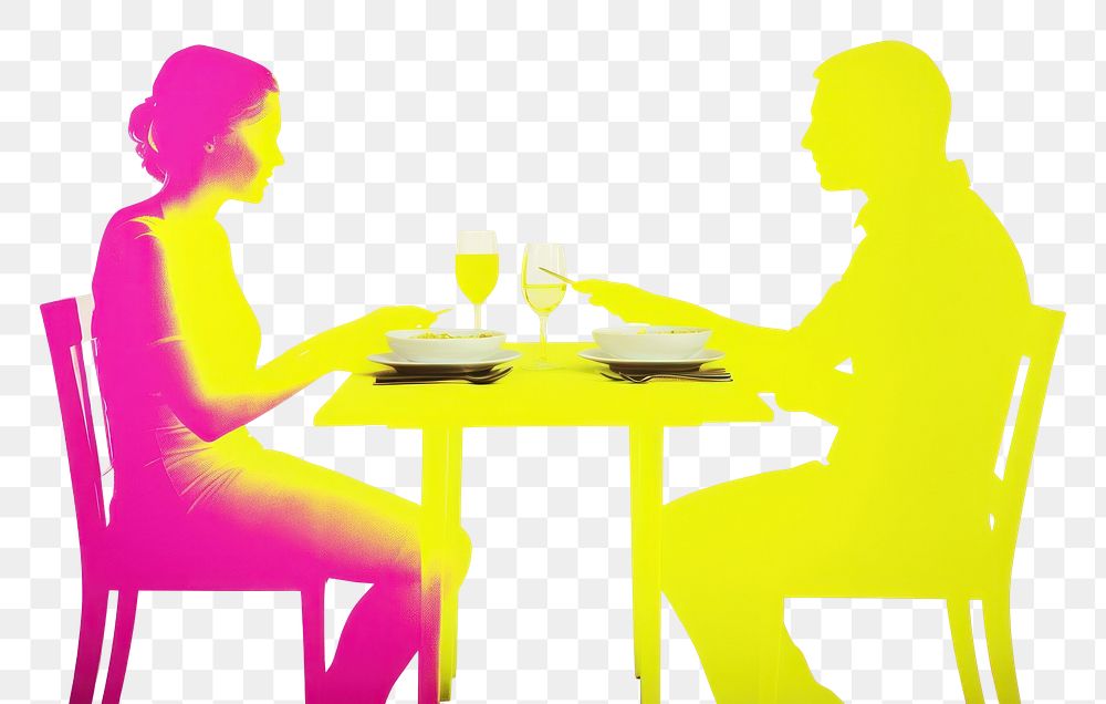PNG Couple dinner furniture table glass. AI generated Image by rawpixel.