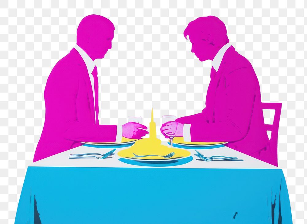 PNG Couple dinner table adult art. AI generated Image by rawpixel.