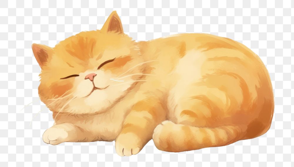 PNG Chubby orange cat animal mammal pet. AI generated Image by rawpixel.