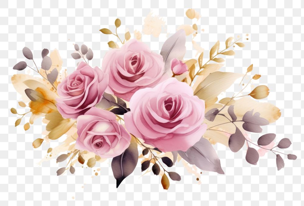 PNG Bouquet of pink roses flower plant white background. 
