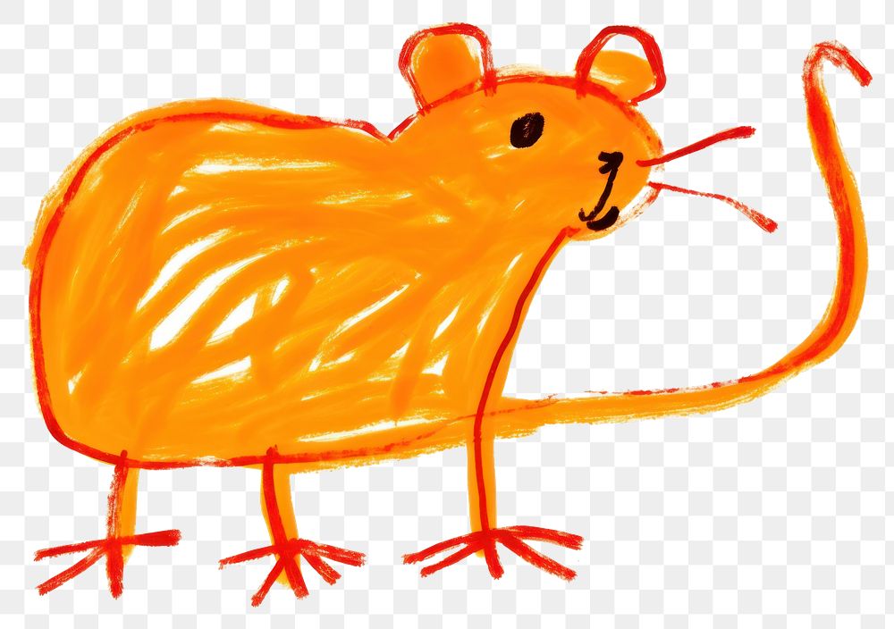 PNG  Orange rat drawing animal mammal. AI generated Image by rawpixel.