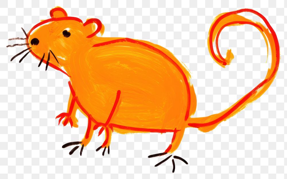 PNG  Orange rat drawing animal rodent. AI generated Image by rawpixel.