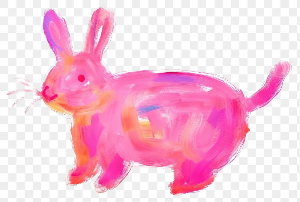 PNG  Pink rabbit drawing animal mammal. AI generated Image by rawpixel.
