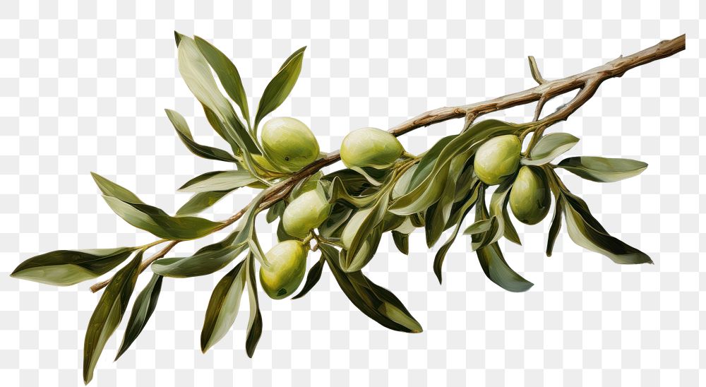 PNG Olive branch painting fruit plant. 