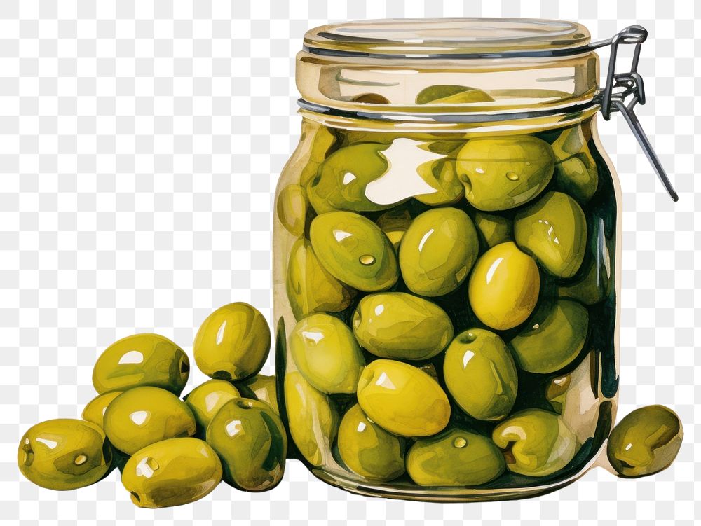 PNG Pickled olives plant food jar. 