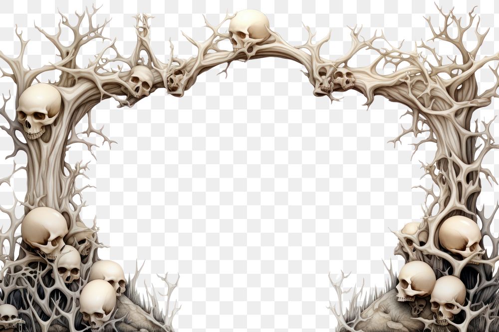 PNG Bone illustration border white background celebration driftwood. AI generated Image by rawpixel.