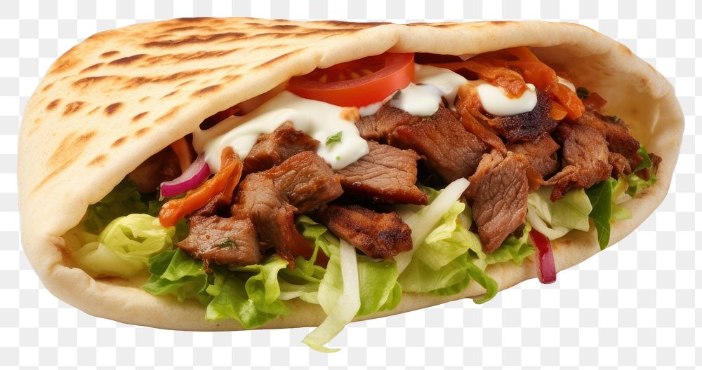 PNG  Bread food flatbread kebab. AI generated Image by rawpixel.