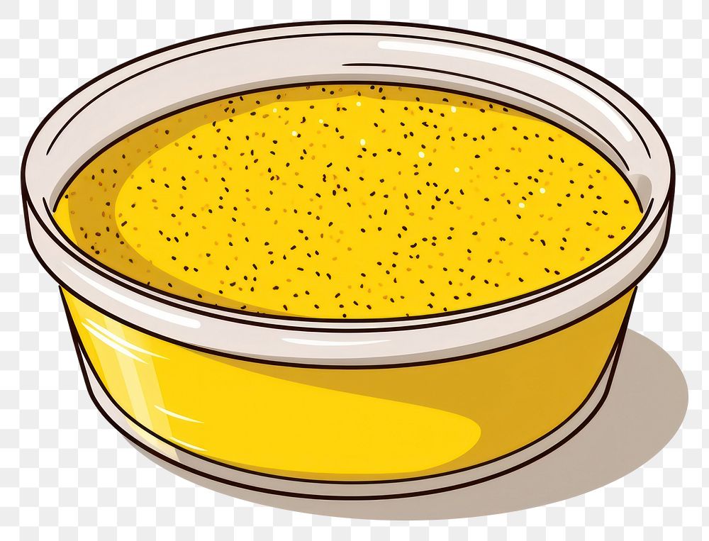 PNG  Mustard bowl white background refreshment. AI generated Image by rawpixel.