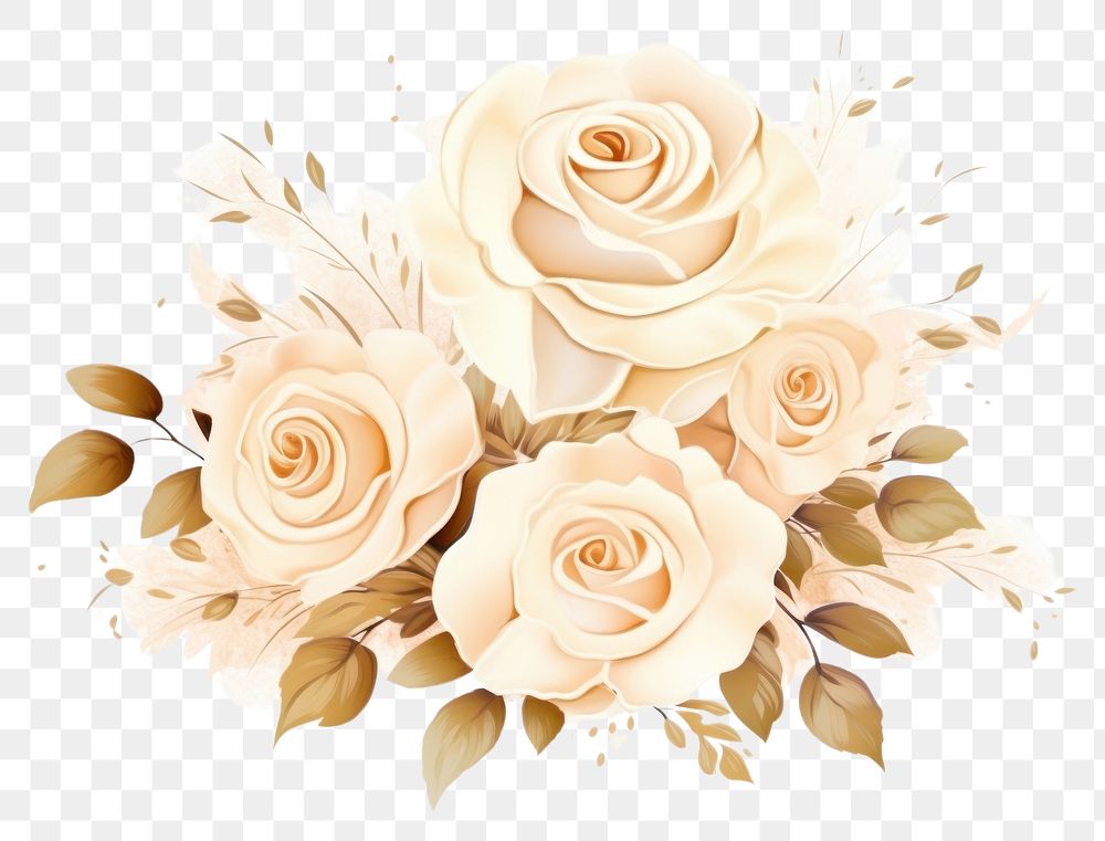 PNG Ivory roses flower plant white background. AI generated Image by rawpixel.