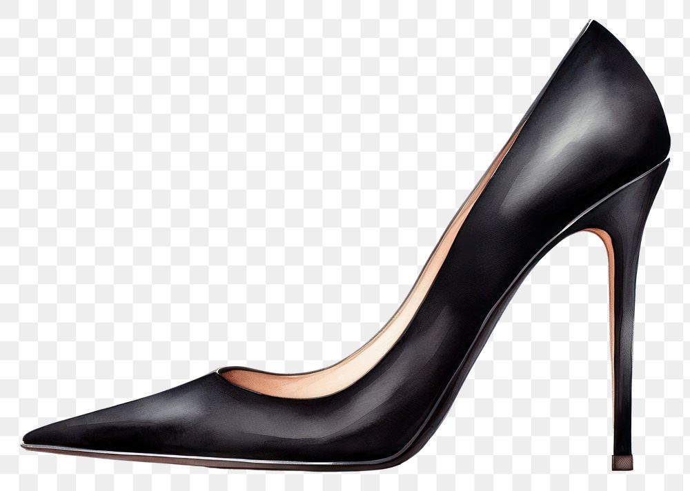 PNG Black stiletto footwear white shoe. AI generated Image by rawpixel.