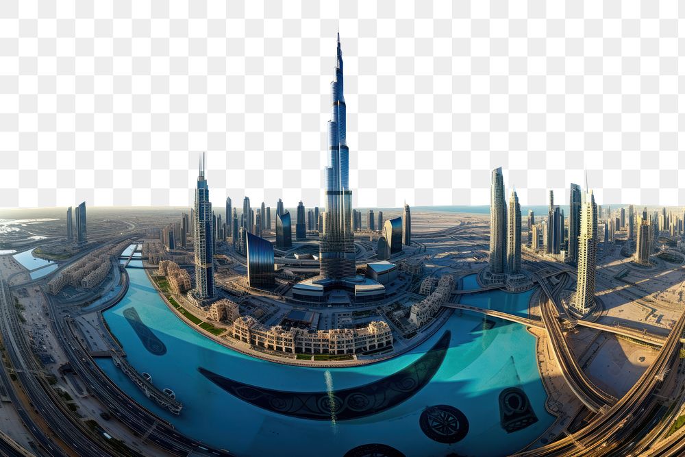 PNG polar panorama photo of *Burj Khalifa Dubai* --ar 3:2