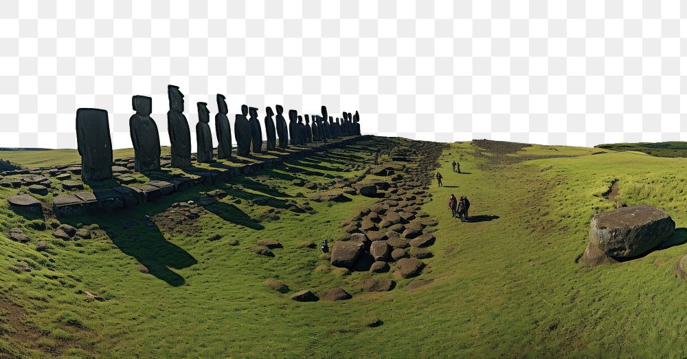 PNG polar panorama photo of *Easter Island* --ar 3:2