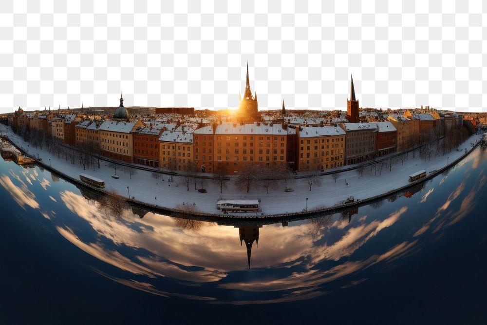 PNG polar panorama photo of *Stockholm Sweden* --ar 3:2