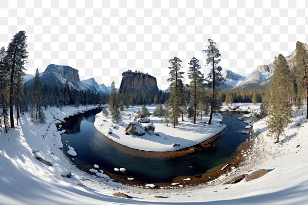 PNG polar panorama photo of *Yosemite National Park* --ar 3:2