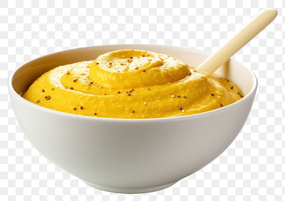 PNG  Mustard bowl dessert spoon. AI generated Image by rawpixel.