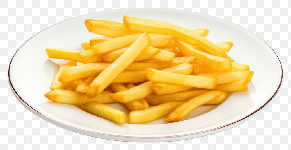 PNG  French frie on the little plate fries food white background. AI generated Image by rawpixel.