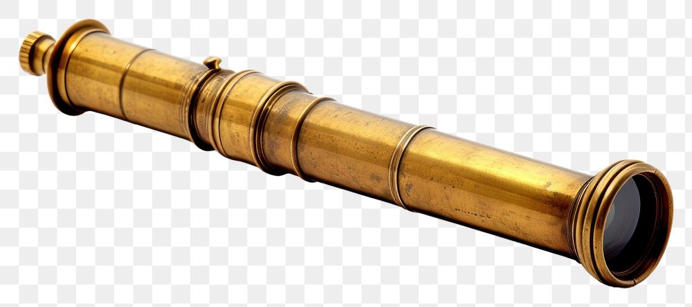 PNG  Antique old spyglass white background ammunition telescope. AI generated Image by rawpixel.