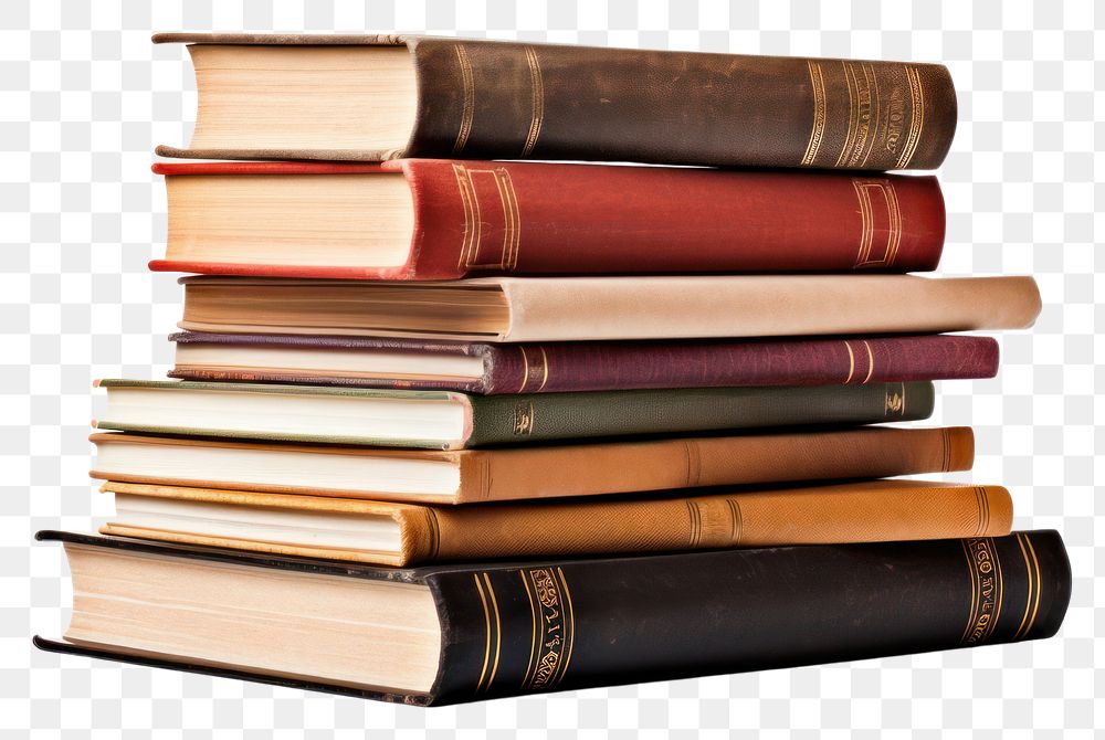 PNG  Stack of books publication library white background. AI generated Image by rawpixel.