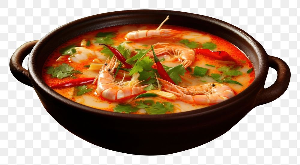 PNG Thai food Tom Yam Koong seafood meal dish. AI generated Image by rawpixel.