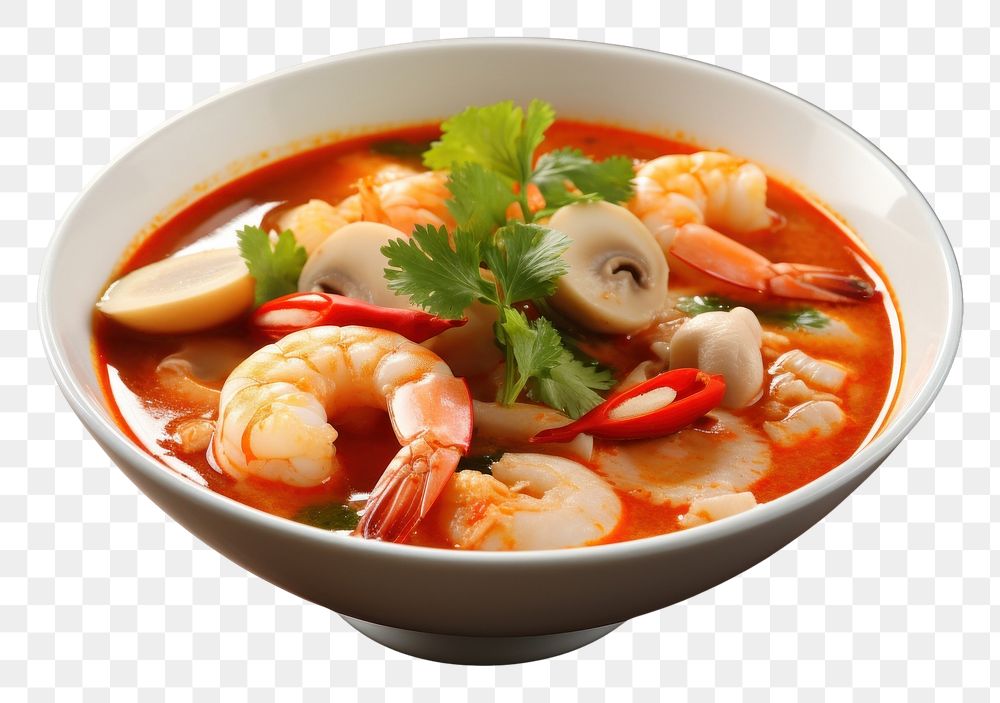 PNG Thai food Tom Yam Koong soup meal dish. AI generated Image by rawpixel.
